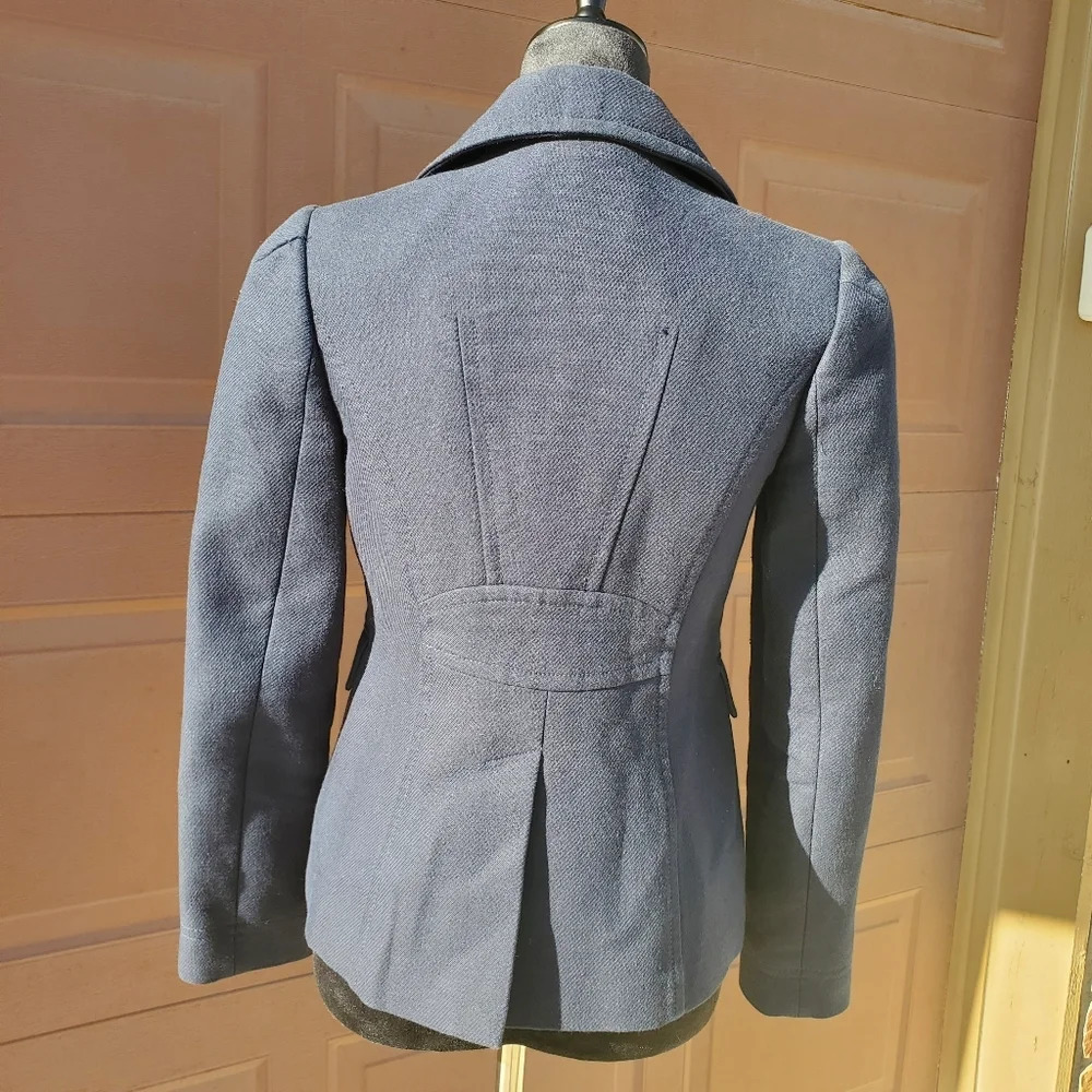 Banana Republic Navy Blue Women's Pea Coat Size XS Double Breasted Cropped - Picture 12 of 16